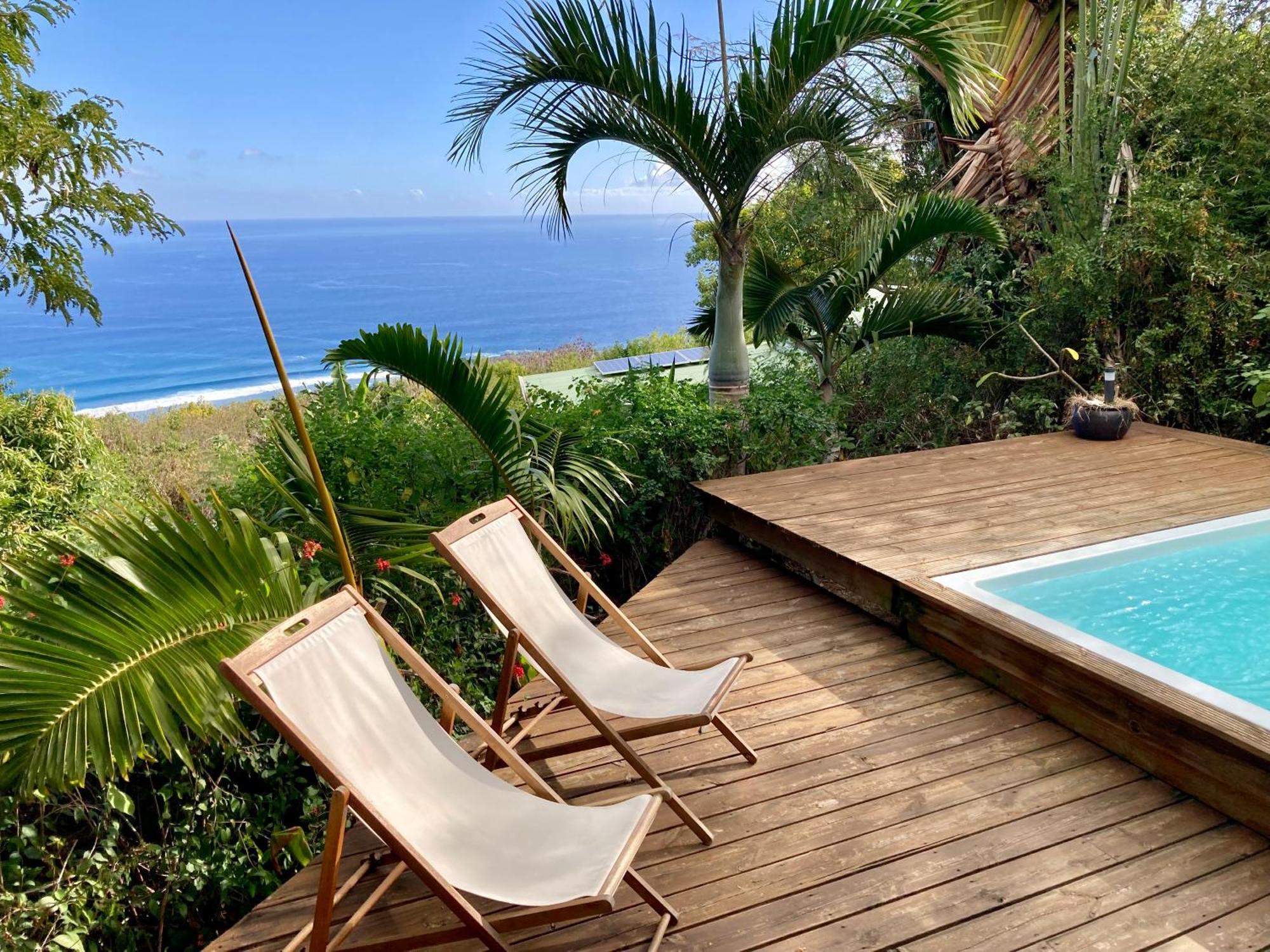 Cottage chaleureux avec vue mer et piscine Saint-Leu Extérieur photo